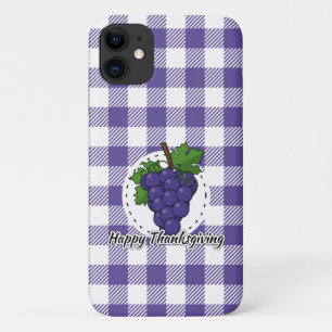 Grape on Violet Plaid - Happy Thanksgiving iPhone 11 Case