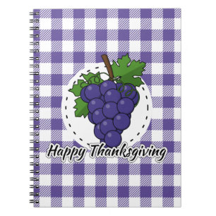 Grape on Violet Plaid - Happy Thanksgiving Notebook