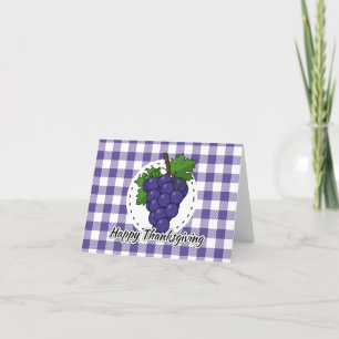 Grape on Violet Plaid - Happy Thanksgiving Thank You Card