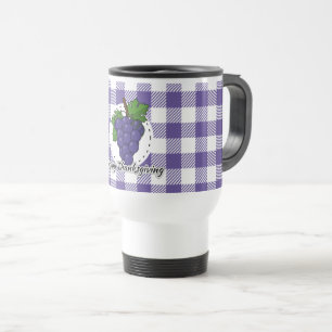 Grape on Violet Plaid - Happy Thanksgiving Travel Mug