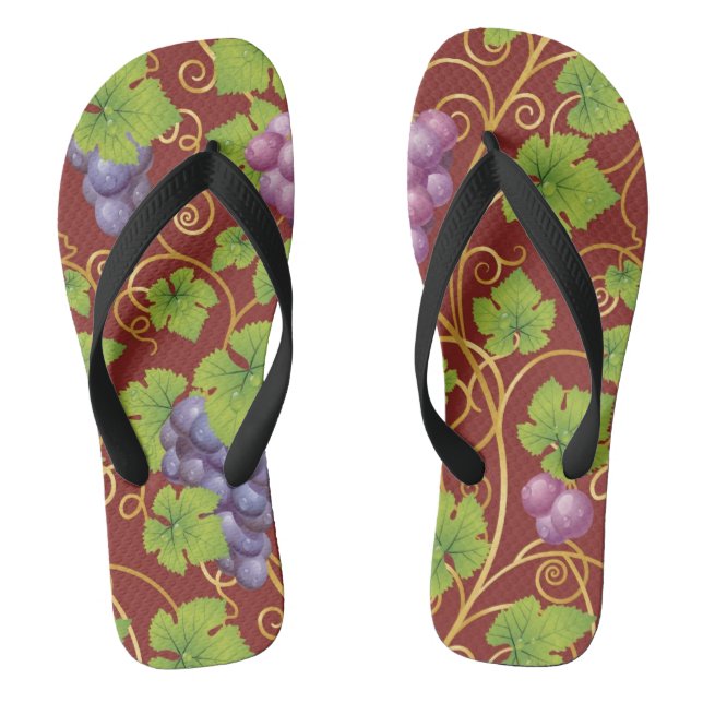 Grape Pattern Flip Flops (Footbed)