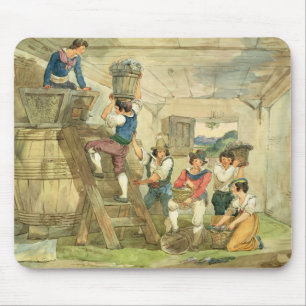 Grape-pickers carrying grapes to the press mouse mat