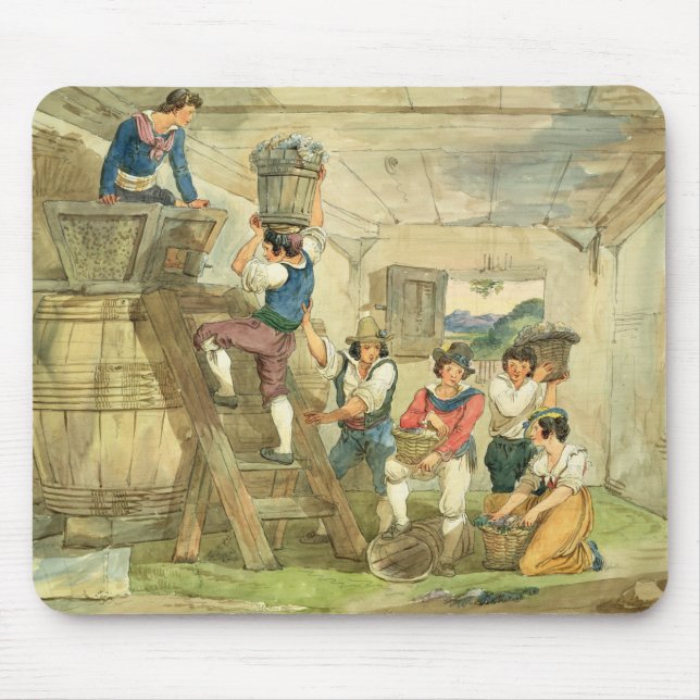 Grape-pickers carrying grapes to the press mouse mat (Front)