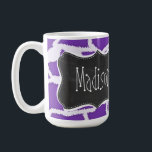Grape Purple Giraffe Animal Print; Chalkboard look Coffee Mug<br><div class="desc">You will love this cute, elegant, vintage chalkboard design with Grape Purple Giraffe Animal Print pattern design! We invite you to our store, Bridal Shower Shop, to view this cool retro blackboard design on many more great customisable products, including girly Bride buttons, modern Wedding stamps, and trendy chalk Bridal Shower...</div>