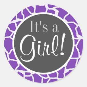 Grape Purple Giraffe Animal Print Classic Round Sticker