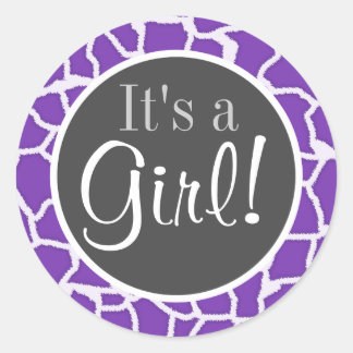Grape Purple Giraffe Animal Print Classic Round Sticker