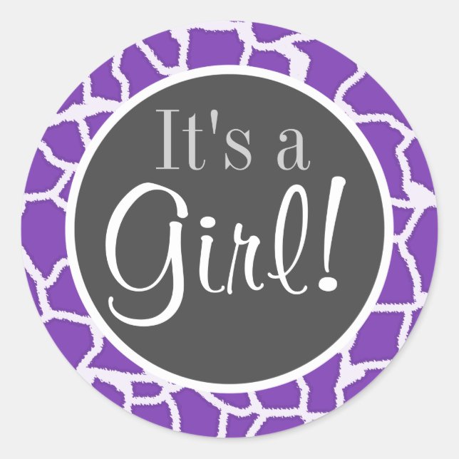 Grape Purple Giraffe Animal Print Classic Round Sticker (Front)