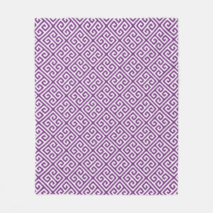 Grape Purple Greek Key Pattern Fleece Blanket