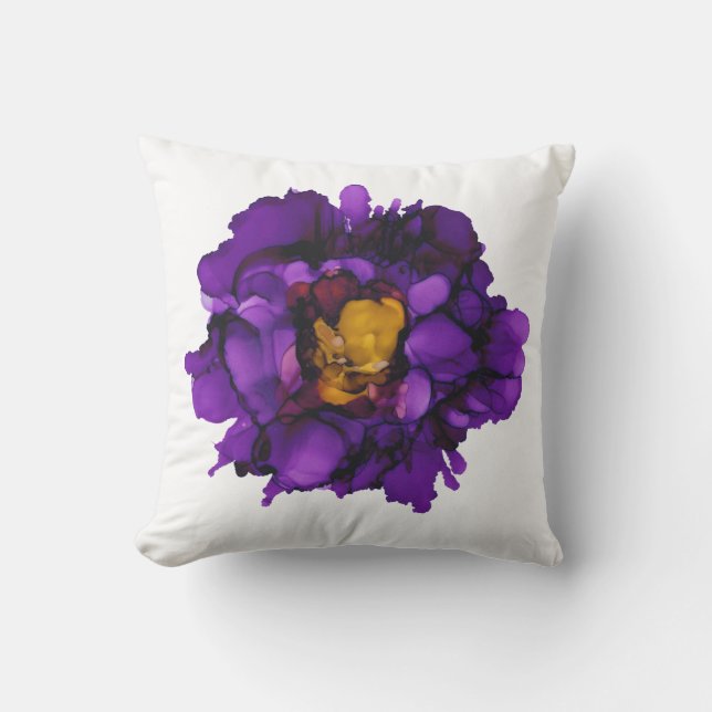 Grape/purple peony hand painted throw pillow (Front)