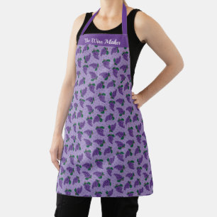 Grape Purple Stylised Illustration Pattern Apron