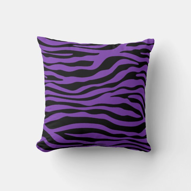 Grape Purple Zebra Stripes Animal Print Cushion (Front)