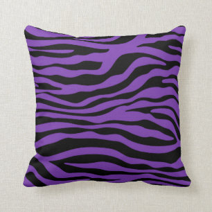 Grape Purple Zebra Stripes Animal Print Cushion