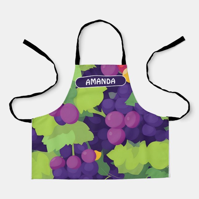 Grape Retro Colourful Personalised Pattern Apron (Front)