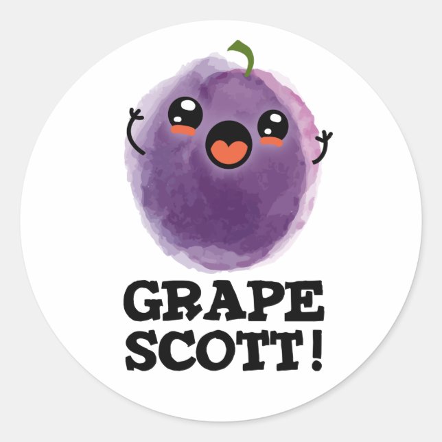 Grape Scott Funny Fruit Grape Pun  Classic Round Sticker (Front)