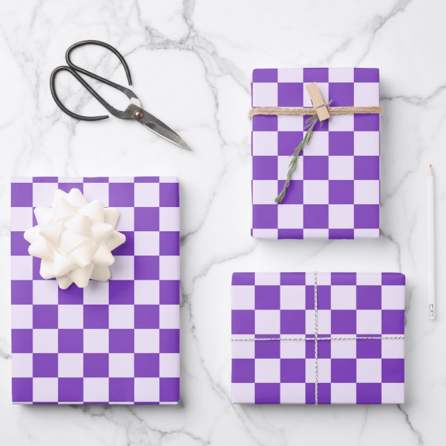 Grape soda chequerboard pattern wrapping paper sheet (Front)