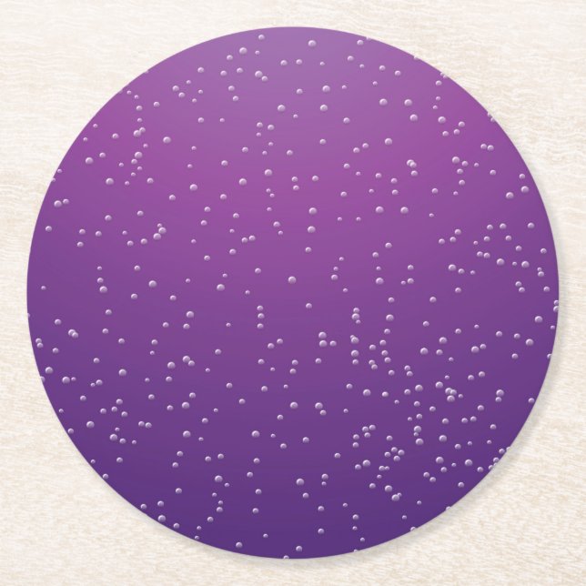 Grape Soda with Tiny Bubbles Background Art Round Paper Coaster (Front)