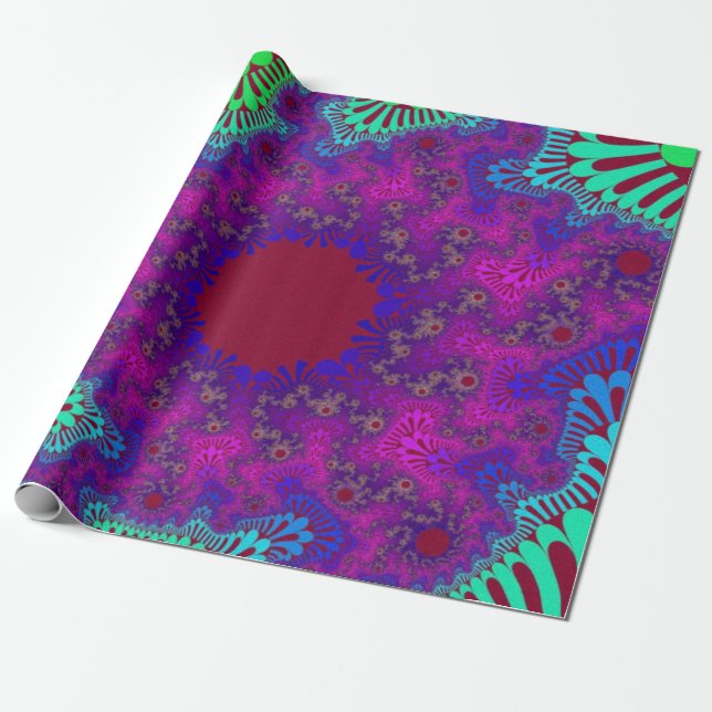 Grape Splash Sunburst Wrapping Paper (Unrolled)