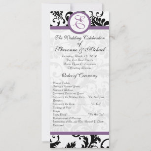 Grape Trim Black Damask Swirls Wedding Invitation