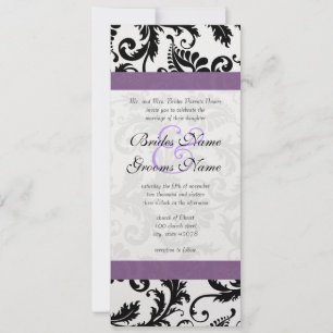 Grape Trim Black Damask Swirls Wedding Invitation