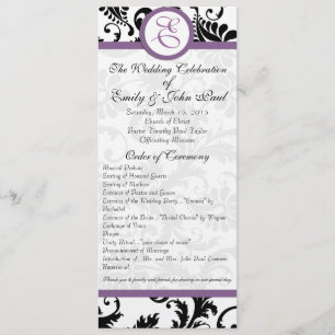 Grape Trim Black Damask Swirls Wedding Program Programme