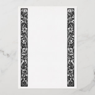 Grape vine black and white panel Foil Invitation