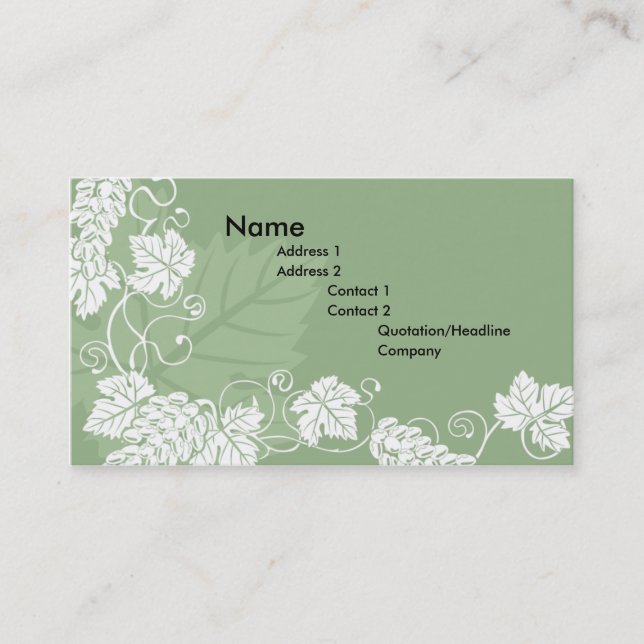 grape vine business card background (Front)