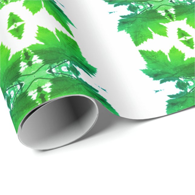 Grape Vine Green Leaf Texture Wrapping Paper (Roll Corner)