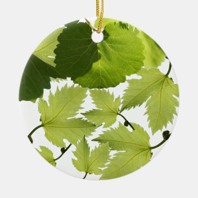 Grape Vine Green Leaves Ceramic Tree Decoration (Front)