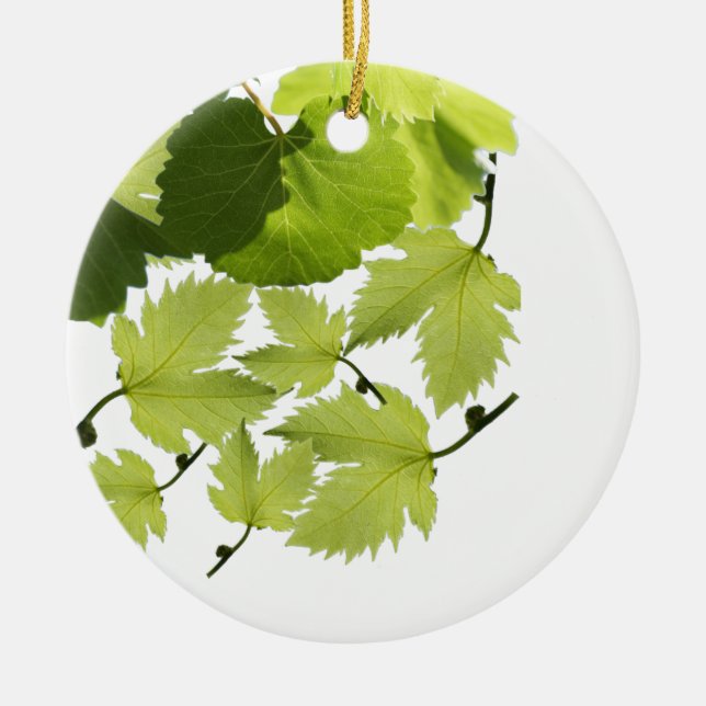 Grape Vine Green Leaves Ceramic Tree Decoration (Front)