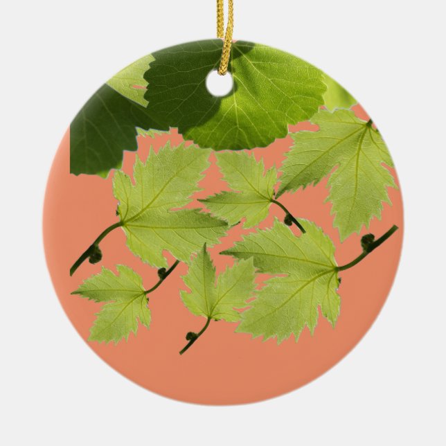 Grape Vine Green Leaves Ceramic Tree Decoration (Front)
