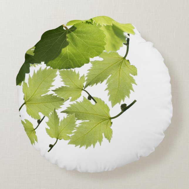 Grape Vine Green Leaves Round Cushion (Back)