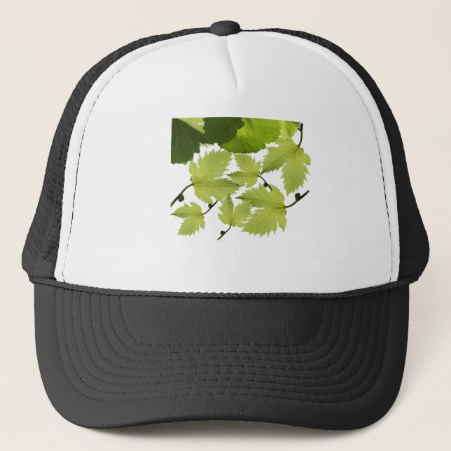 Grape Vine Green Leaves Trucker Hat (Front)