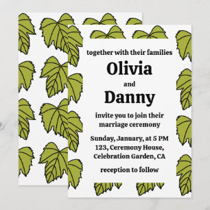 Grape Vine Green Leaves Vines Botanical Wedding Invitation
