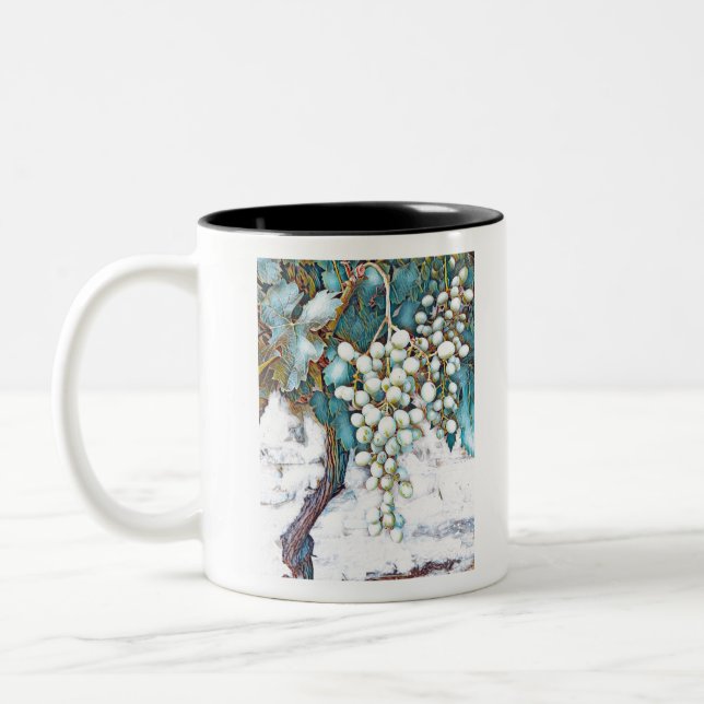 Grape vine painting Two-Tone coffee mug (Left)