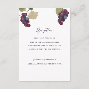 Grape Vine Winery & Vineyard Wedding Reception Enclosure Card