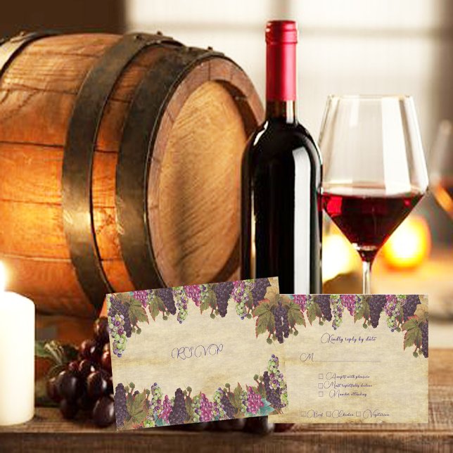 Grape Vines Rustic Paper Background   RSVP Card (Creator Uploaded)
