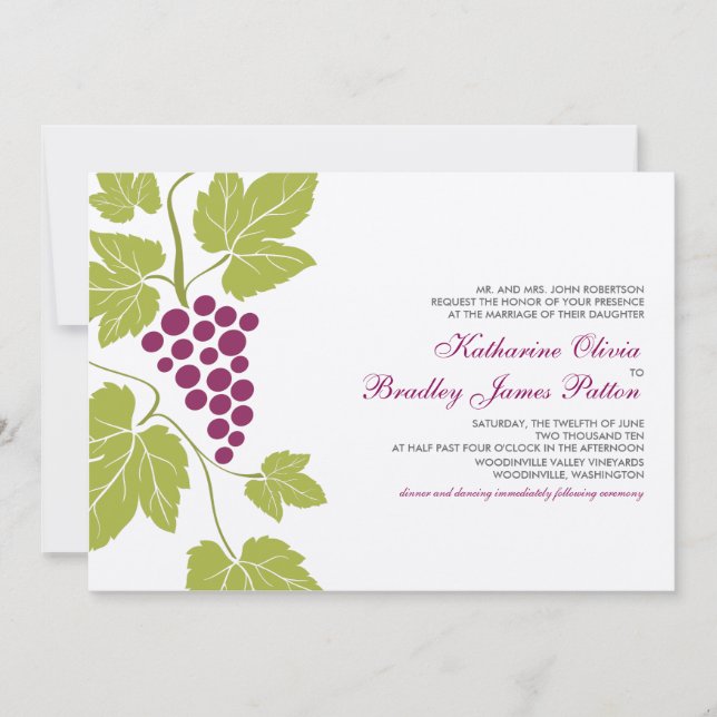 Grape Vines Wedding Invitation (Front)
