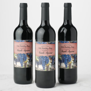 Grape Vines & Wine Stain 50th Birthday Label