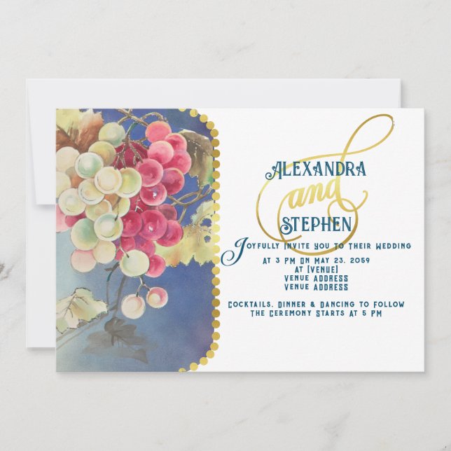 Grape Vines Winery Rustic Country Chic Wedding Invitation (Front)
