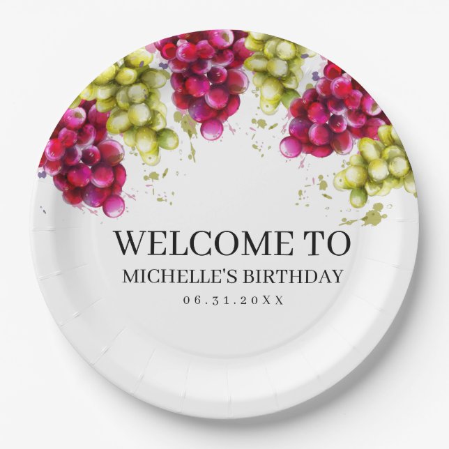 Grape Wine Tasting Paper Plate (Front)