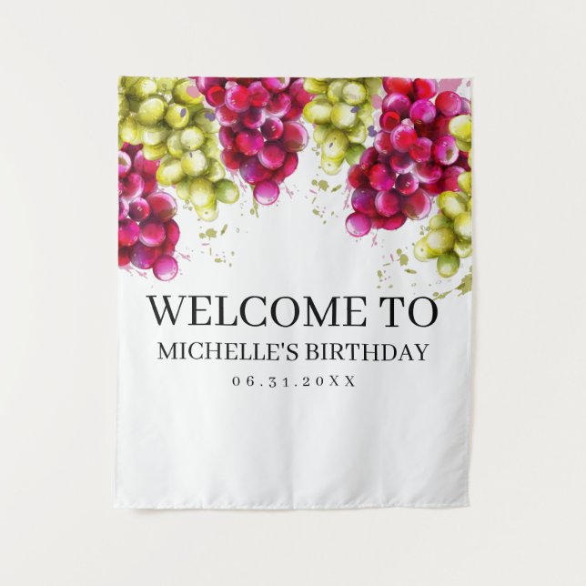 Grape Wine Tasting Photo Backdrop Tapestry (Front)
