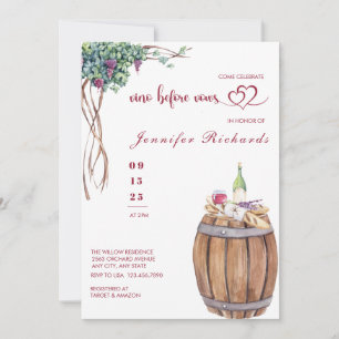 Grape   Winery   Modern Watercolor Bridal Shower Invitation