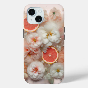Grapefruit and Flowers iPhone 15 Case
