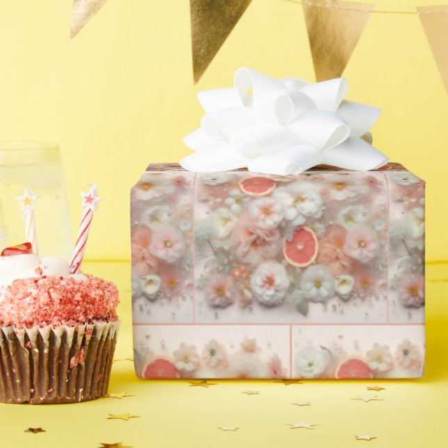 Grapefruit and Flowers In Water Wrapping Paper (Birthday Party)