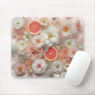 Grapefruit and Flowers Mouse Mat