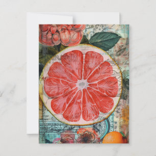 Grapefruit and Flowers Postcard