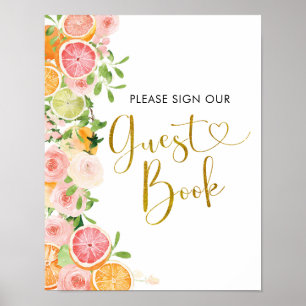 Grapefruit Citrus Bridal Shower Guest Book