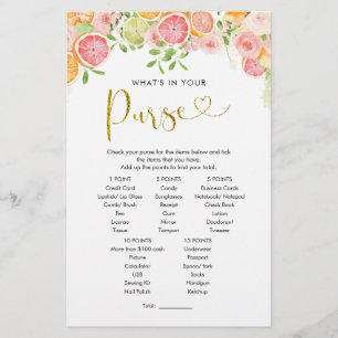 Grapefruit Citrus Bridal Shower Purse Game