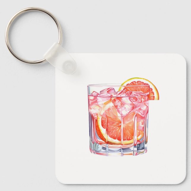 Grapefruit Citrus Cocktail Key Ring (Front)