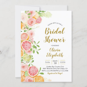 Grapefruit Citrus Fruit Bridal Shower Invitation